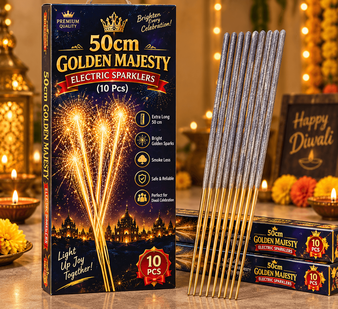 50cm Golden Majesty Electric Sparklers (10 Pcs)